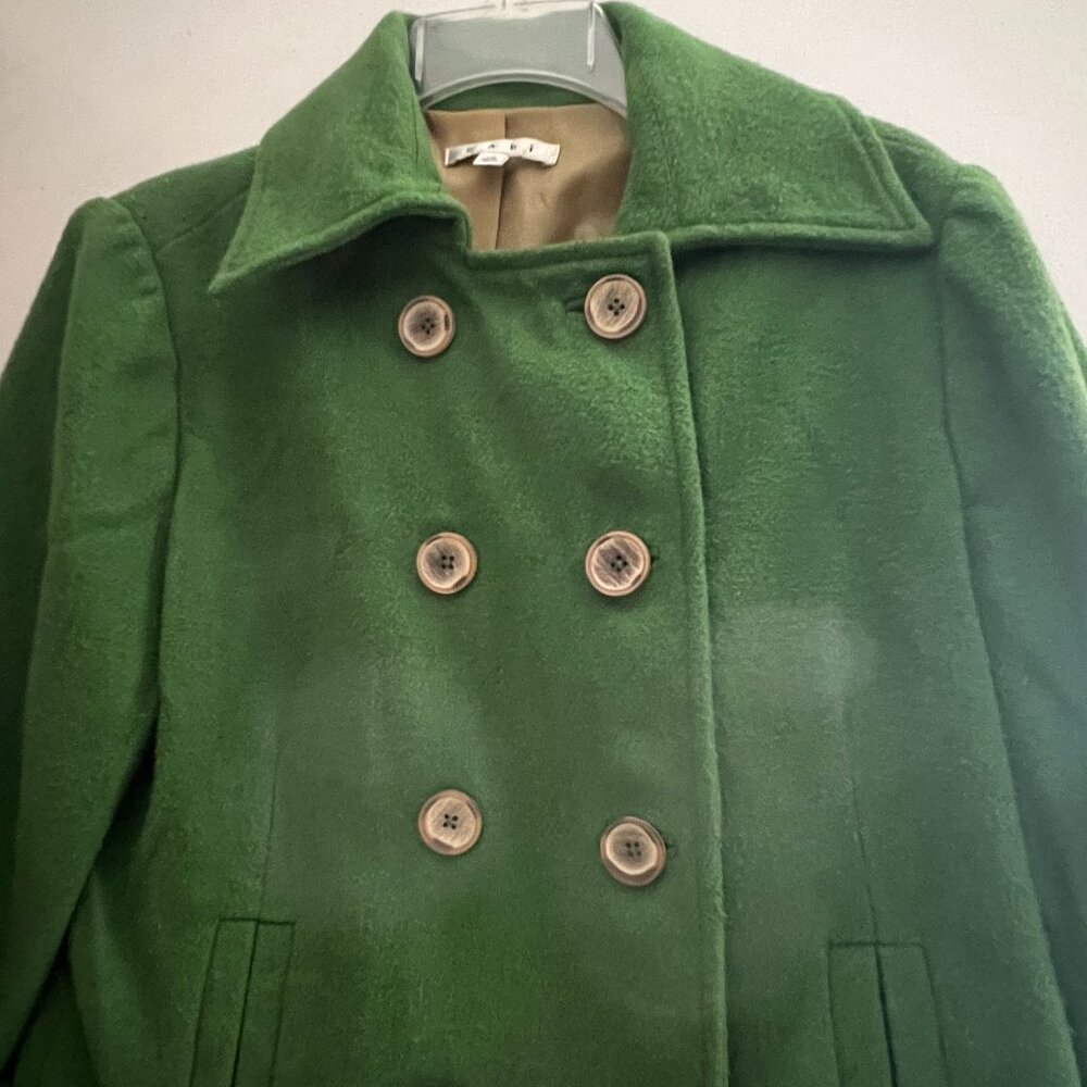 CAbi Green Wool Blend Peacoat Size 10 | Vintage Style Cropped Jacket